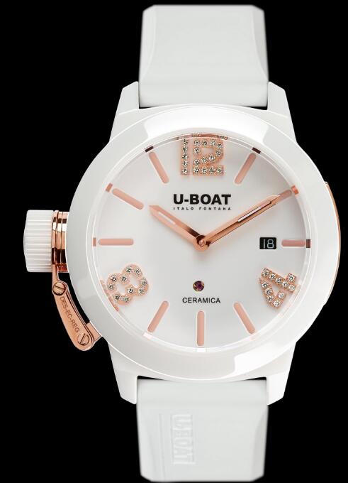 Replica U-BOAT Watch Classico White Ceramic Rose Gold 7125